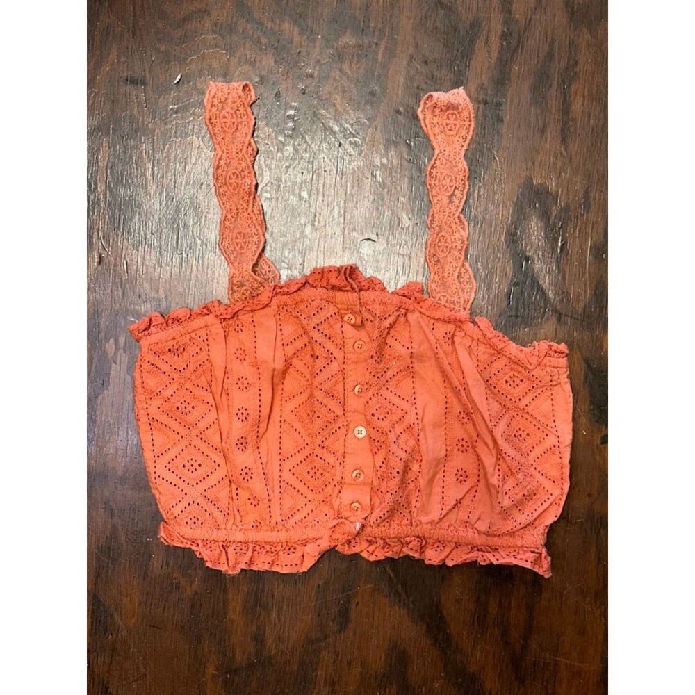 Sky & Sparrow Orange Lace Crop Top Size XS - Fits to a Medium